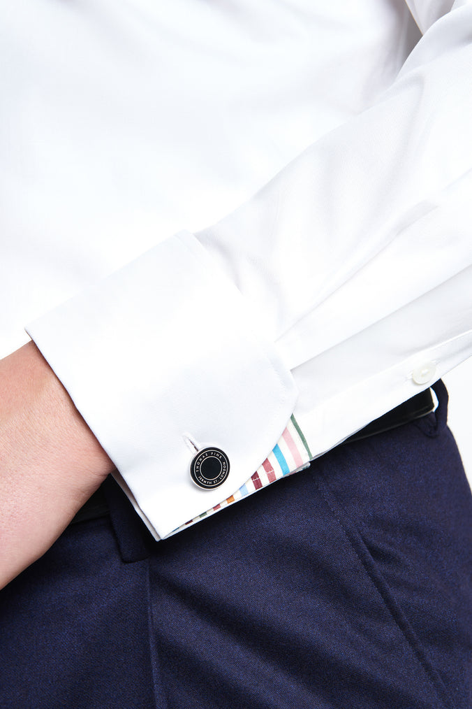 White Classic Fit Plain Formal Shirt with Stripe