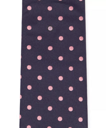 Navy & Pink Polka Dot Silk Woven Tie