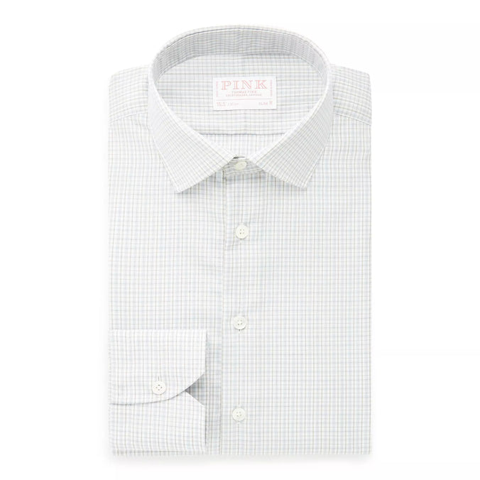 Beige & White Slim Fit Shadow Casual Check Formal Shirt