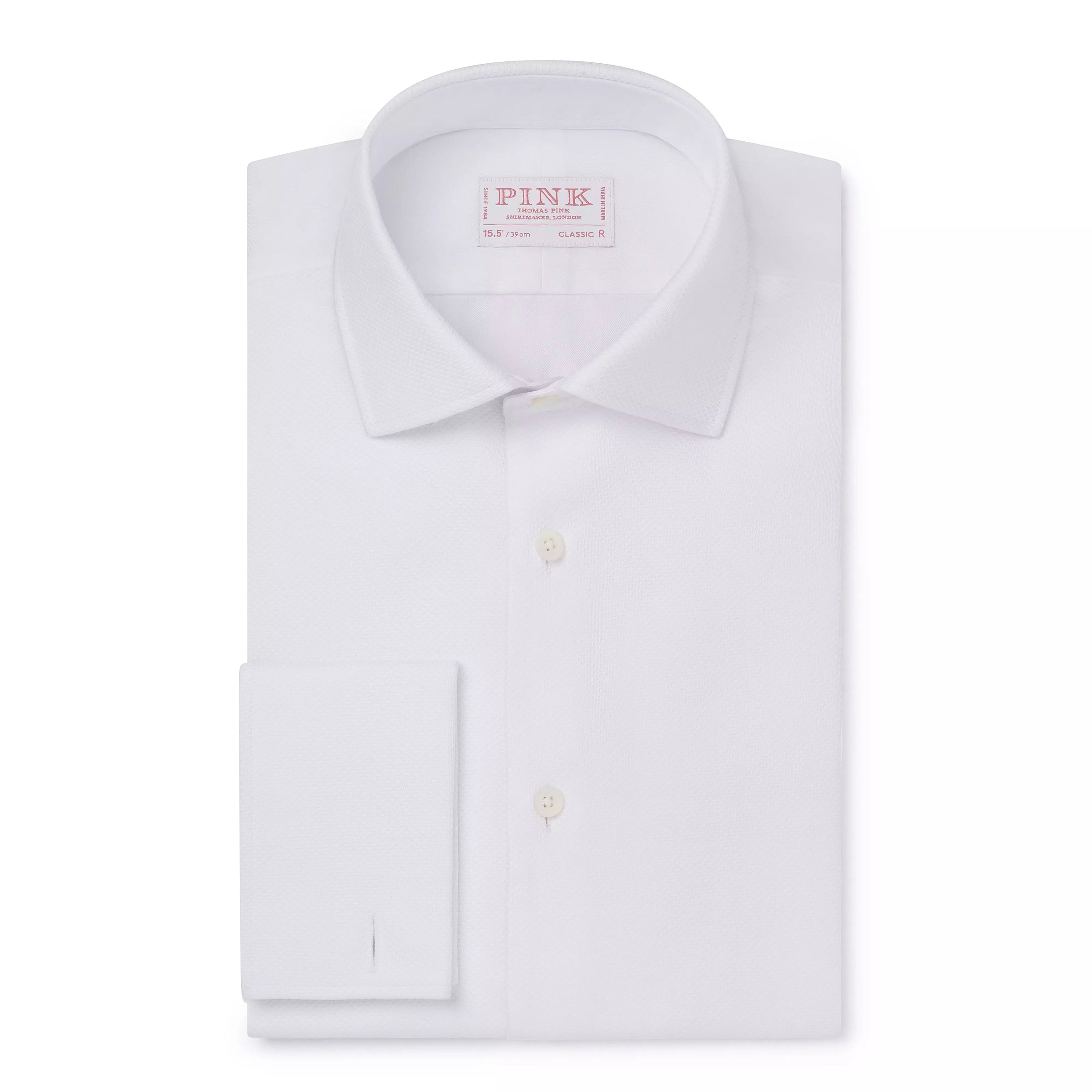 White Classic Fit Double Cuff Marcella Twill Evening Shirt