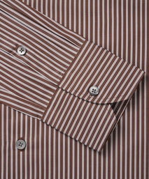 Brown & White Slim Fit Twin Stripe Formal Shirt