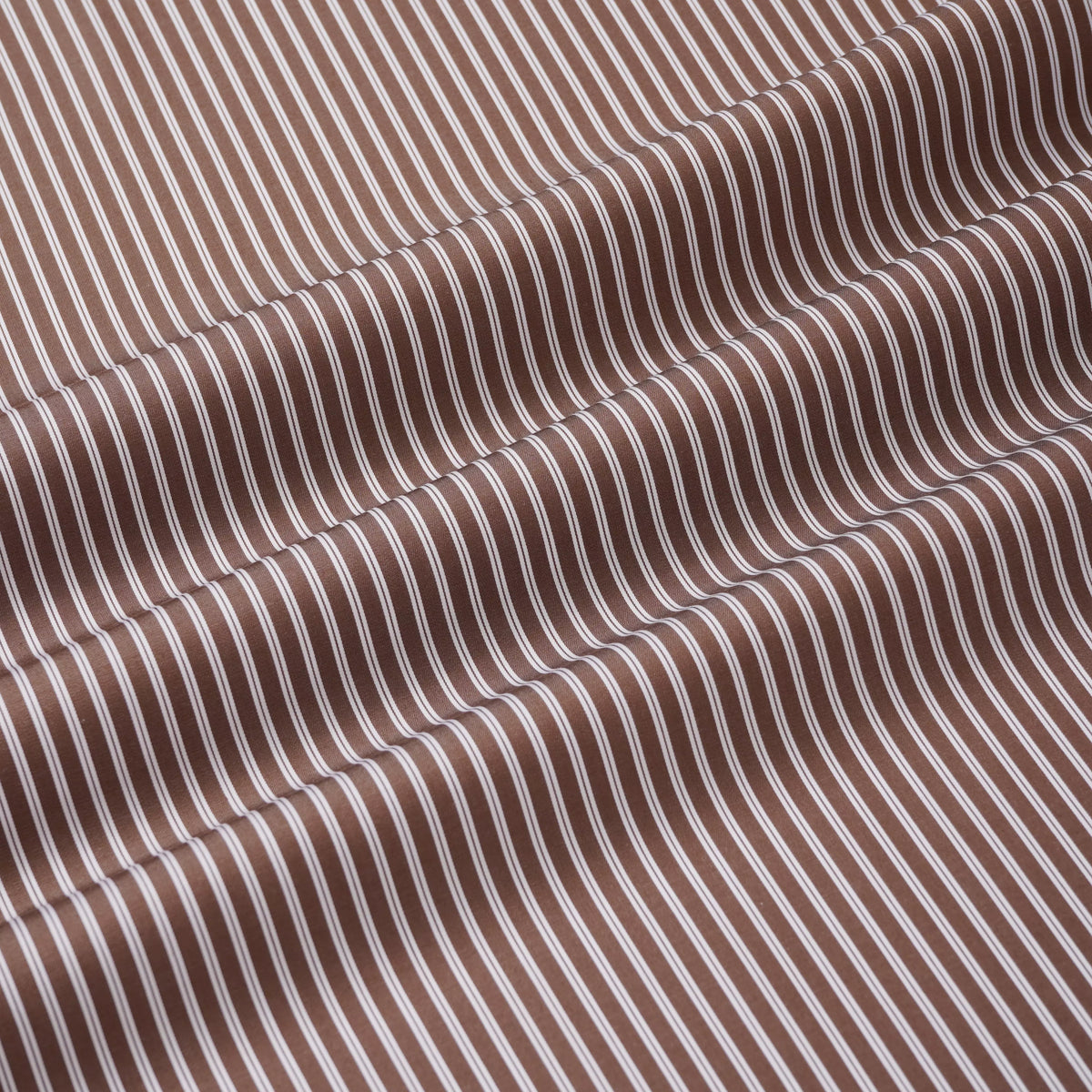 Brown & White Slim Fit Twin Stripe Formal Shirt