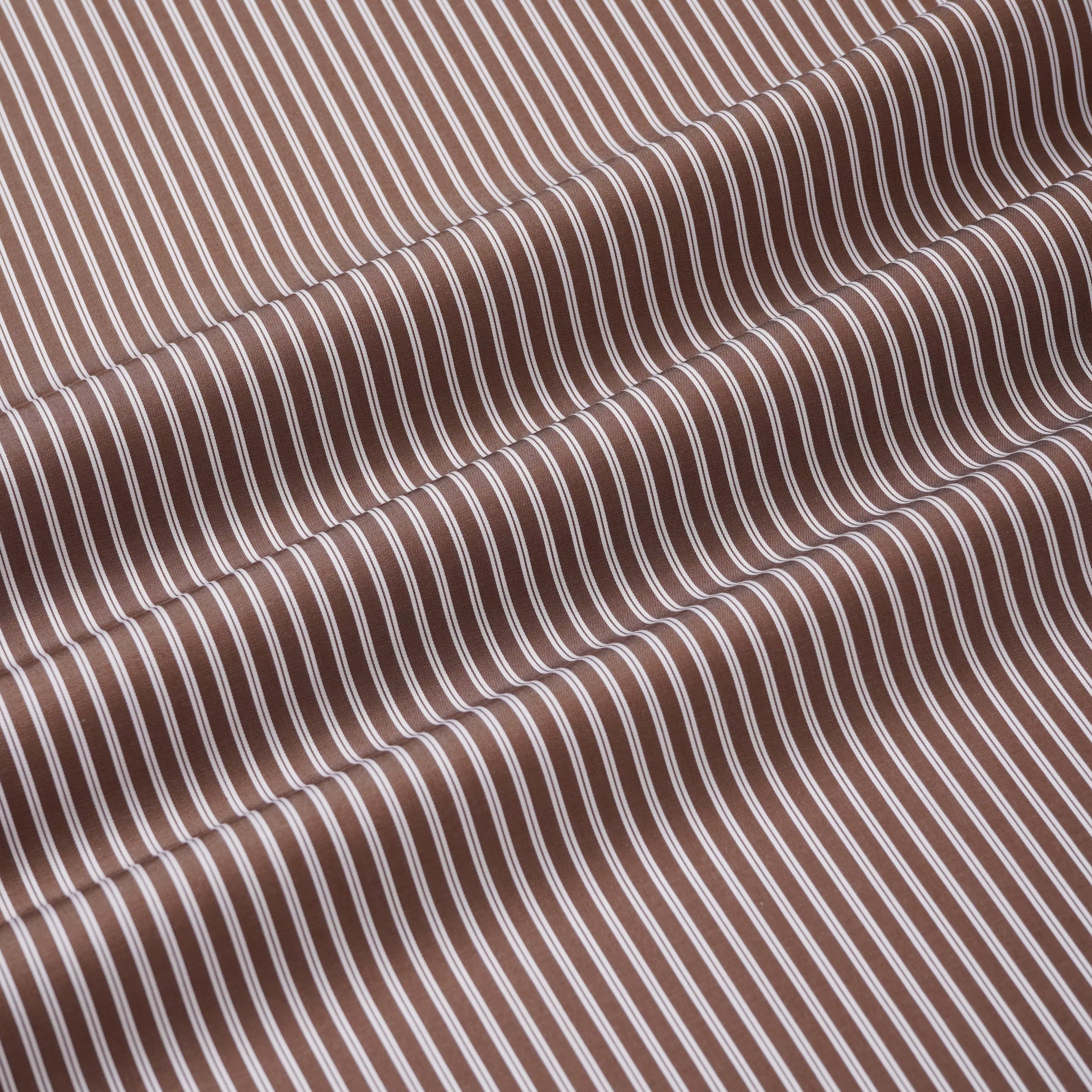 Brown & White Slim Fit Twin Stripe Formal Shirt