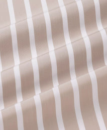 Beige & White Classic Fit Double Cuff Butcher Stripe Formal Shirt