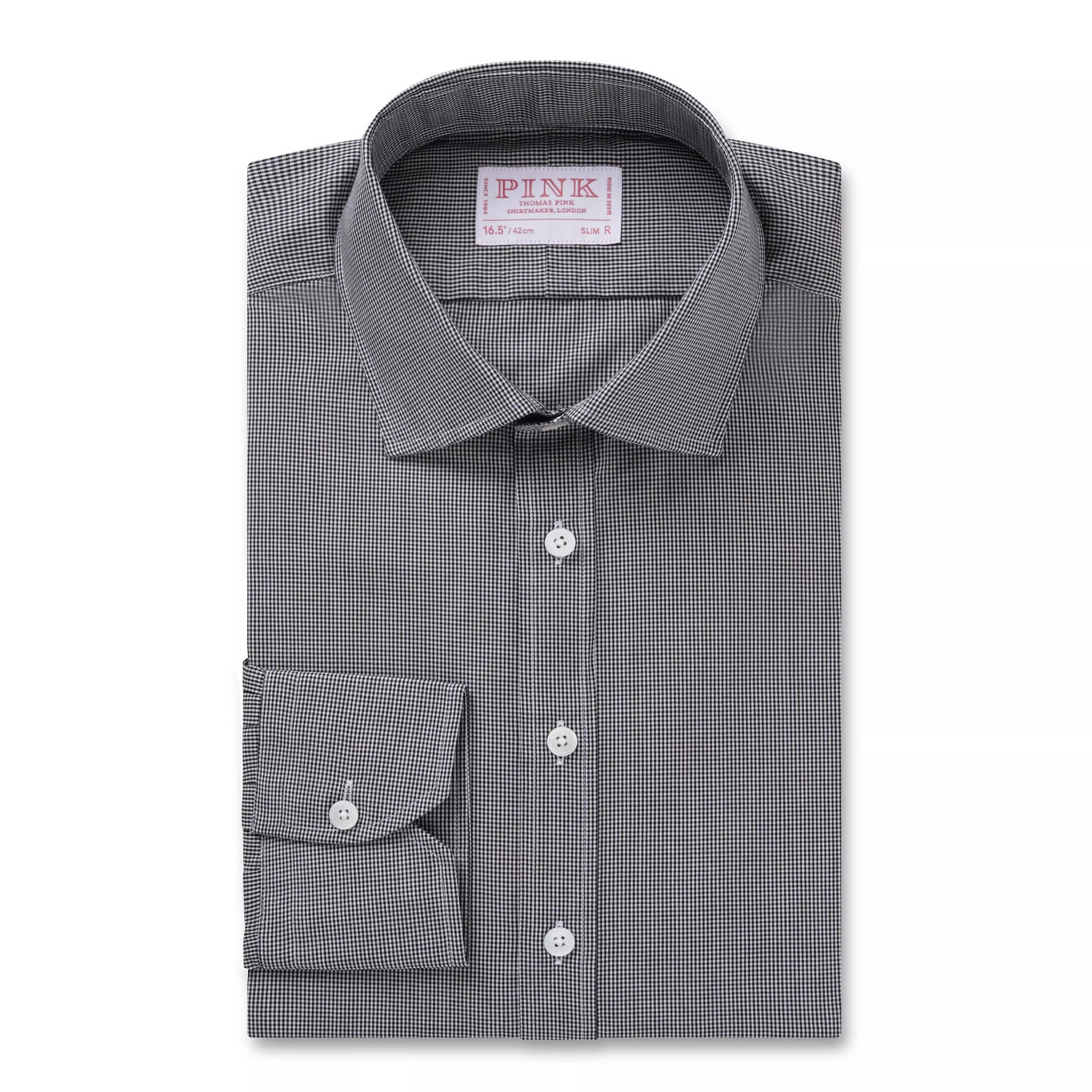 Black & White Slim Fit Micro Gingham Check Formal Shirt
