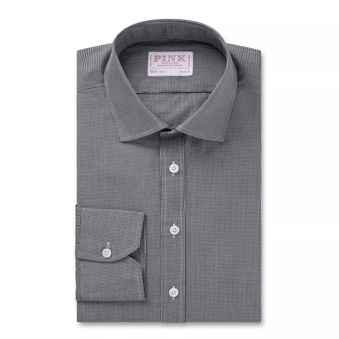 Black & White Slim Fit Micro Gingham Check Formal Shirt