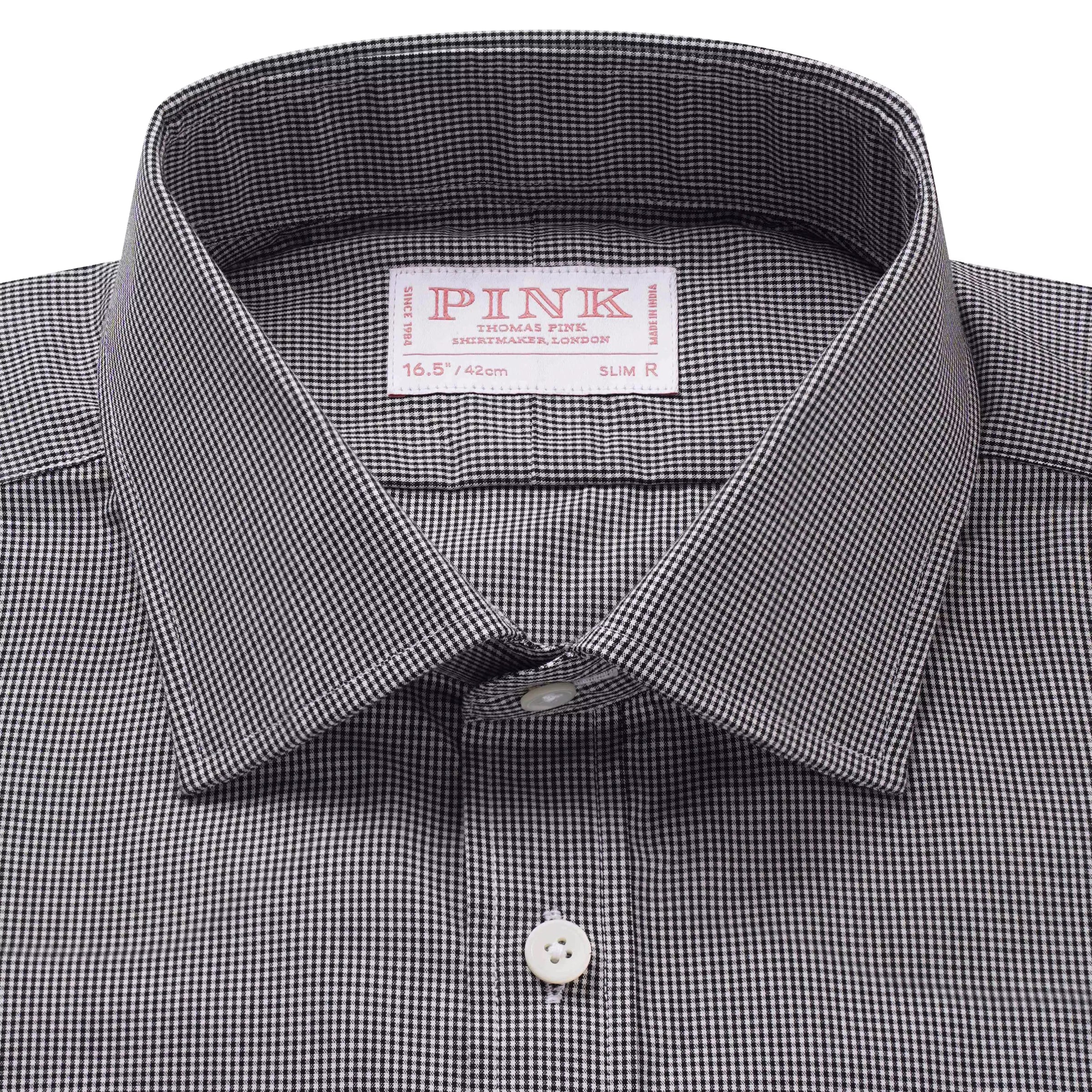 Black & White Slim Fit Micro Gingham Check Formal Shirt
