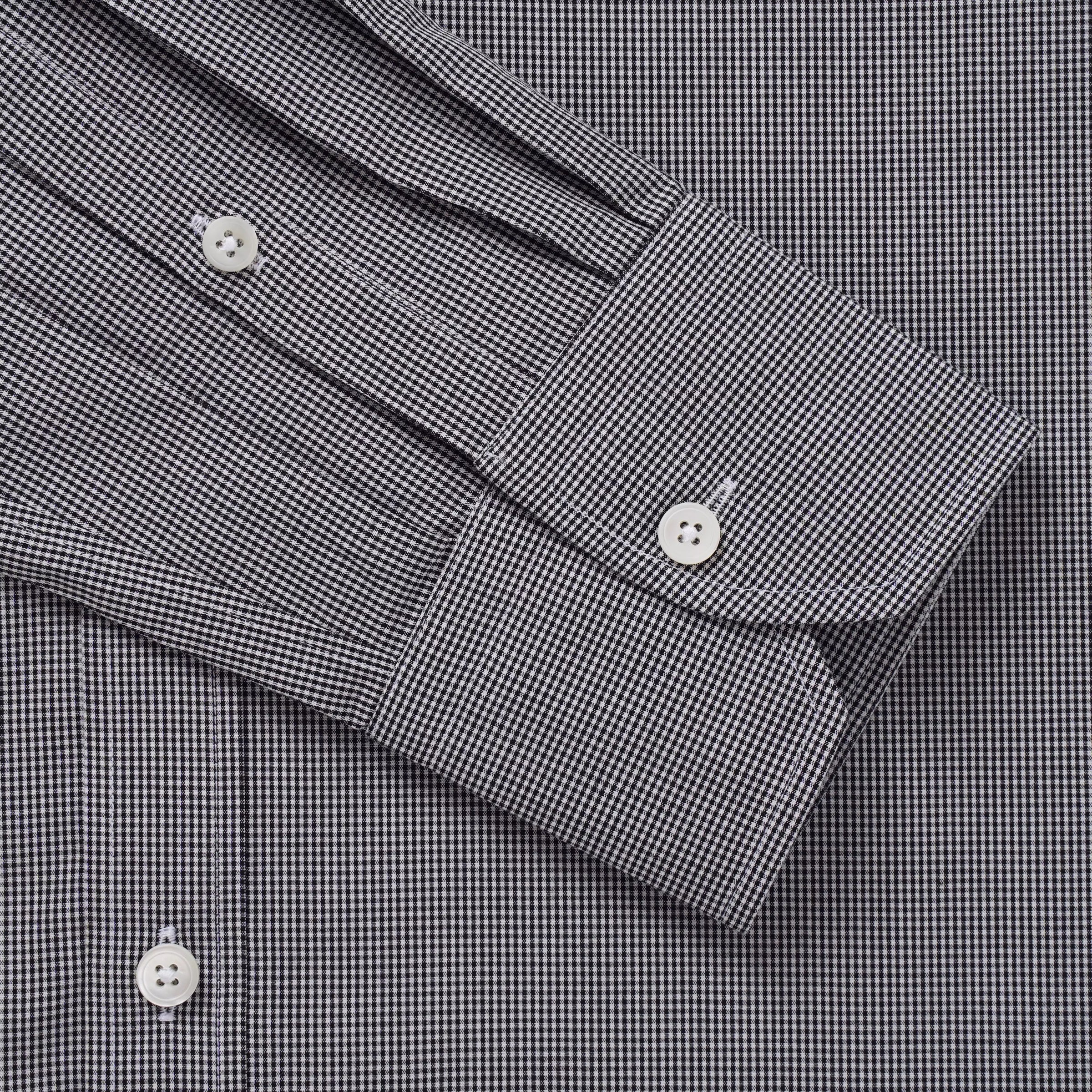 Black & White Slim Fit Micro Gingham Check Formal Shirt