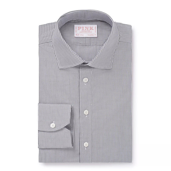 Black & White Tailored Fit Mini Graph Check Formal Shirt