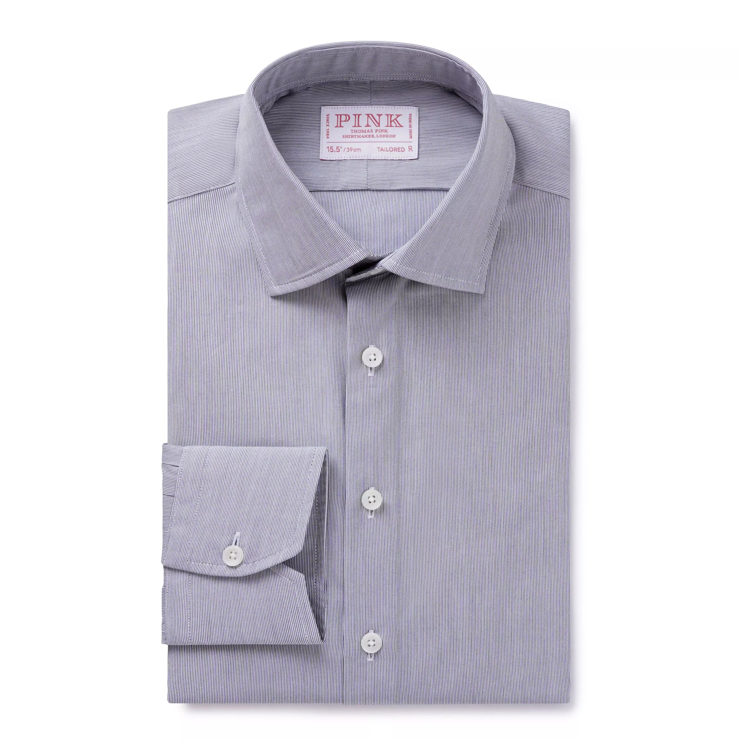 Black & White Tailored Fit Hairline Stripe Formal Shirt