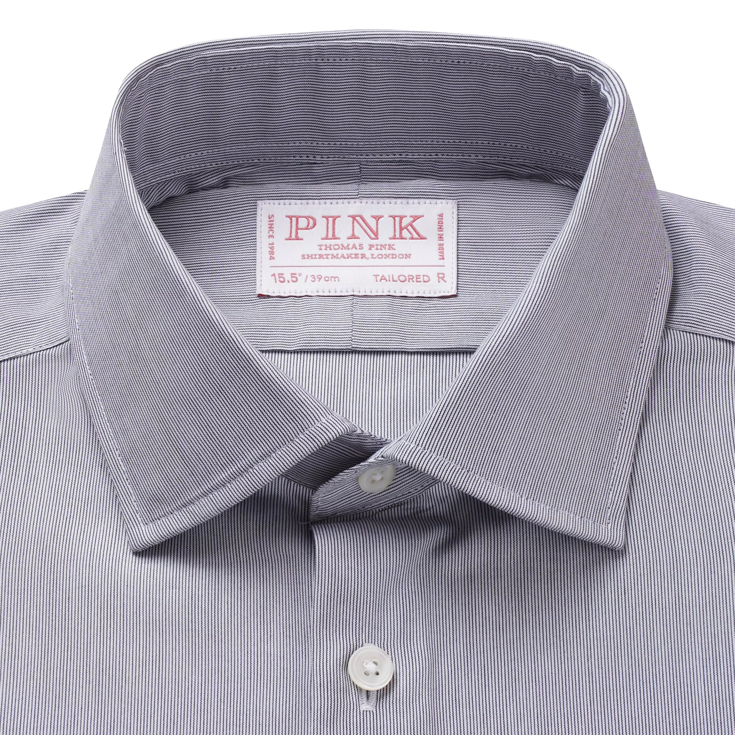 Black & White Tailored Fit Hairline Stripe Formal Shirt