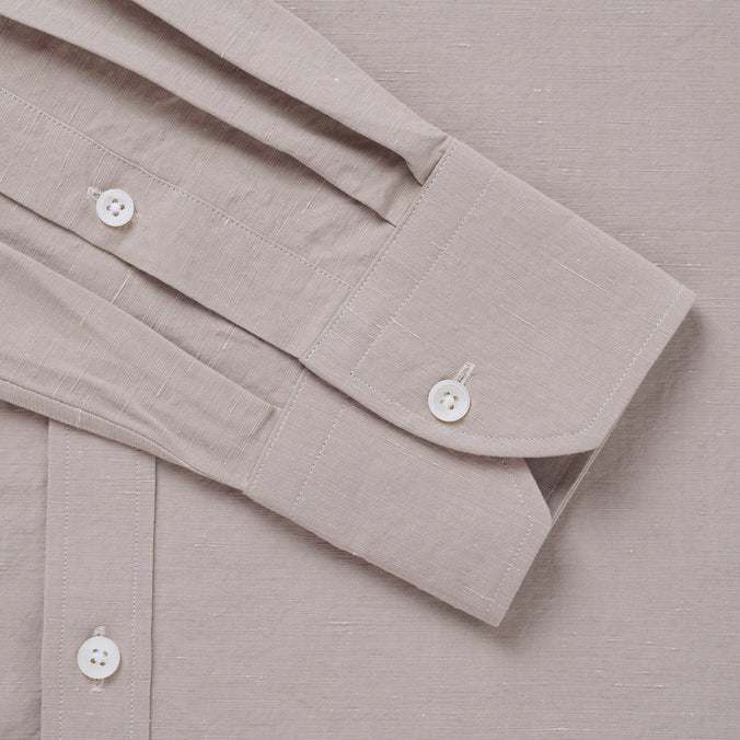 Beige Classic Fit Slub Blend Formal Shirt