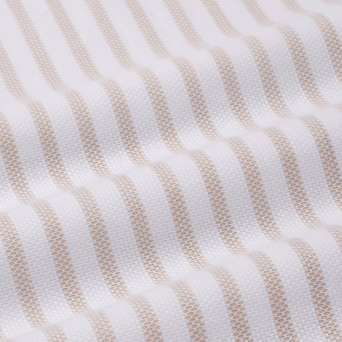 Beige & White Classic Fit Piquet Stripe Formal Shirt