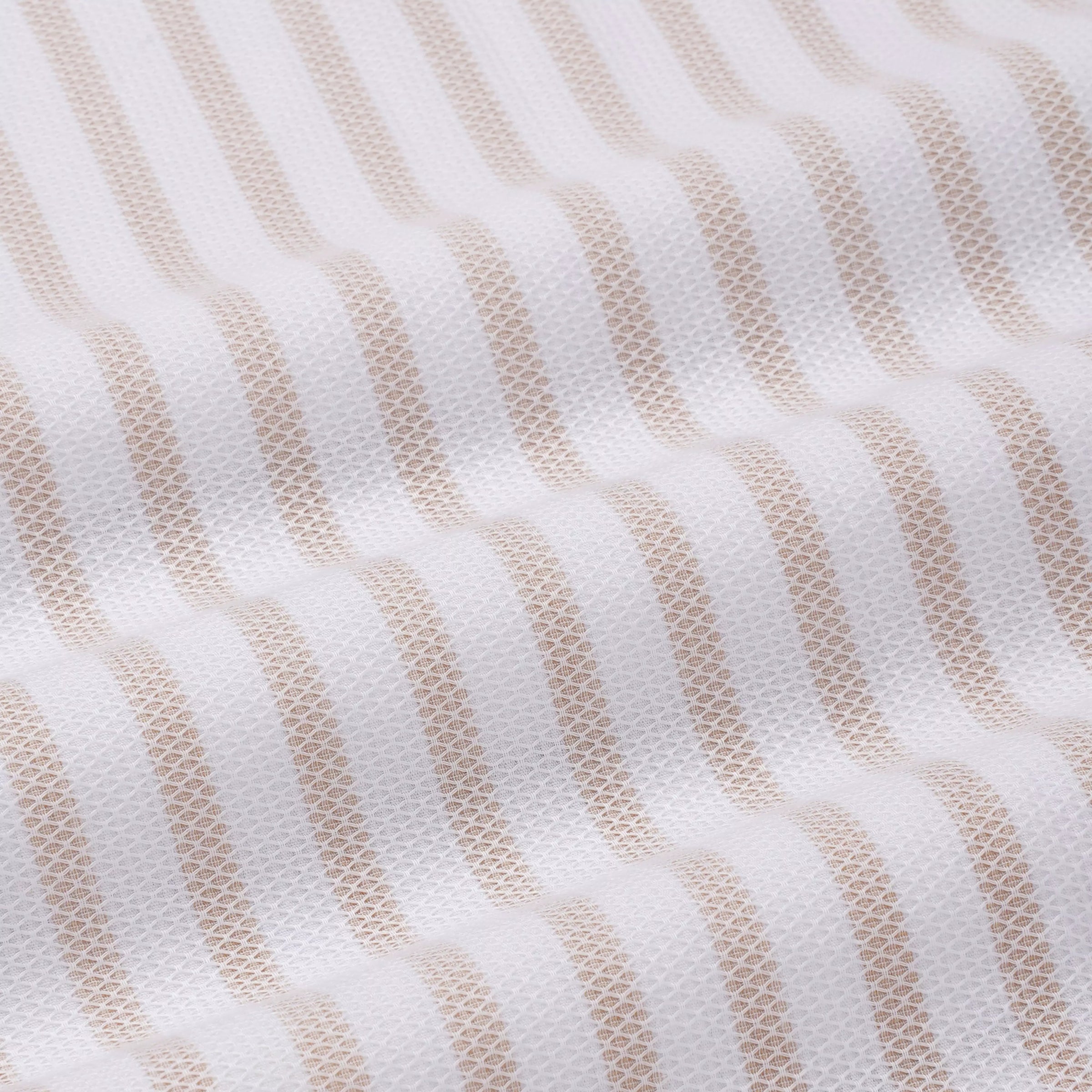 Beige & White Classic Fit Piquet Stripe Formal Shirt