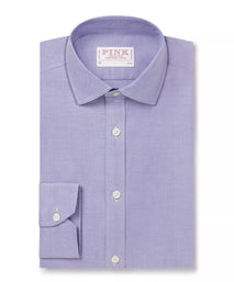 Blue Slim Fit Smart Casual Open Weave Oxford Shirt
