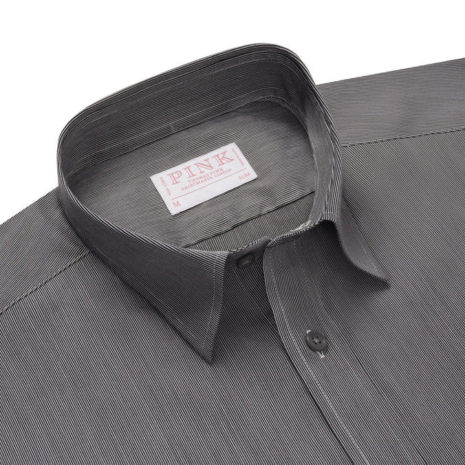 Black & White Slim Fit Smart Casual Fine Stripe Stretch Shirt