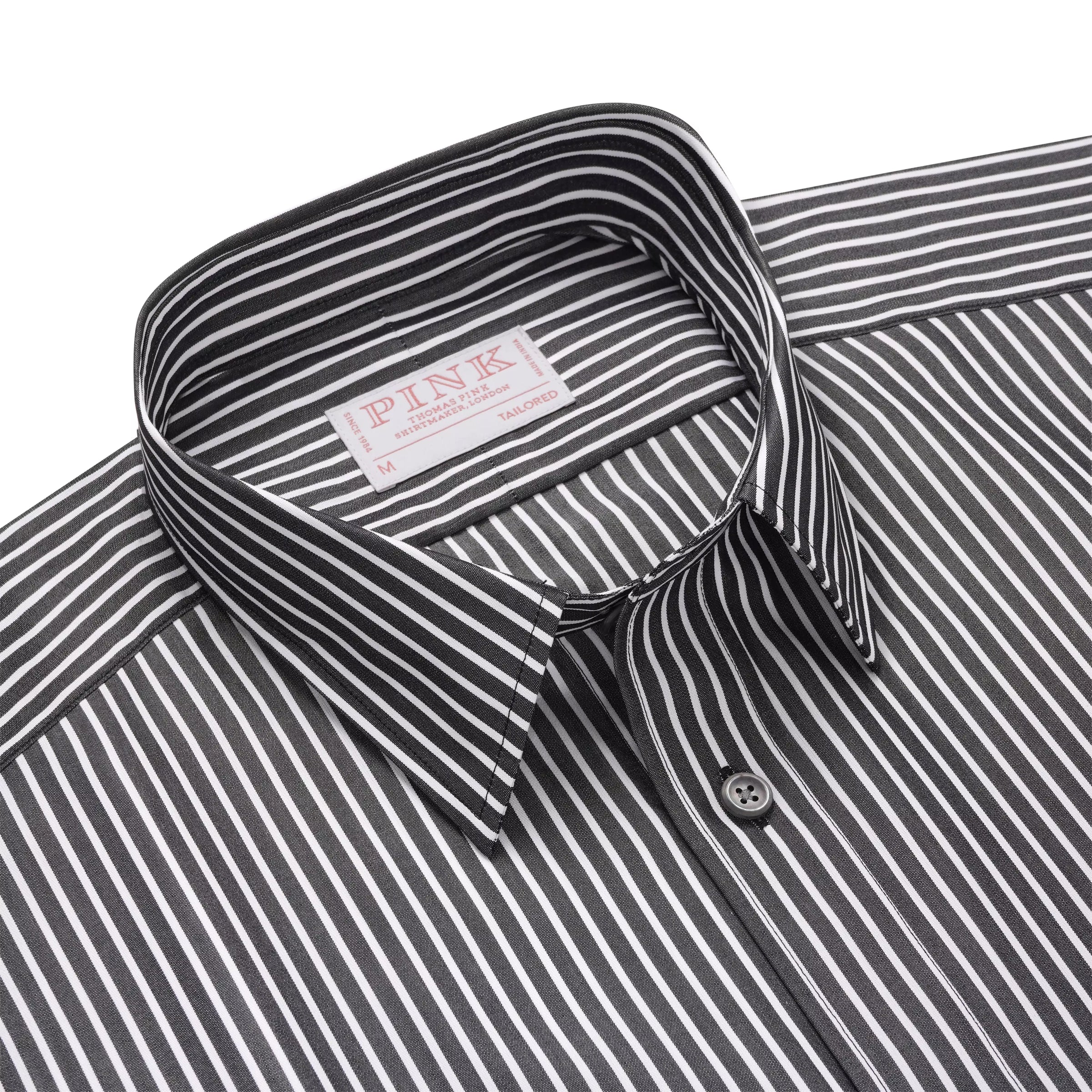 Black & White Tailored Fit Smart Casual Striped Poplin Shirt