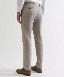Stone Tailored Fit Cotton Twill Flat Front Trouser